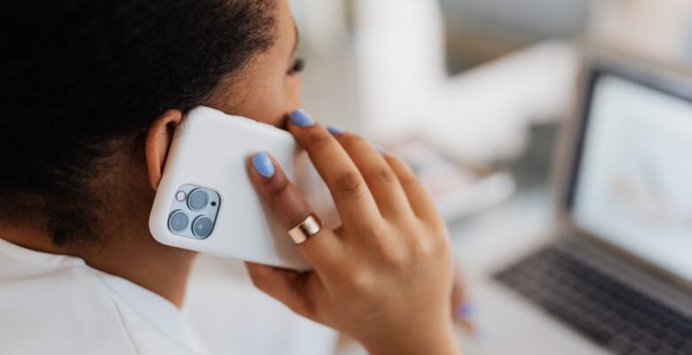 overhead shot of person having a phone call
